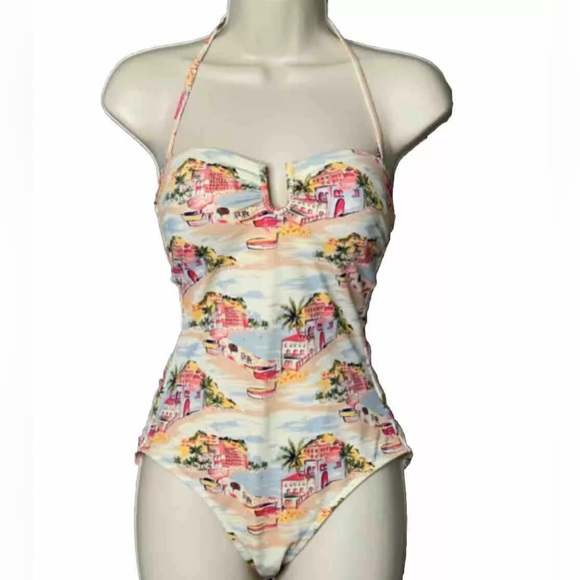 Boden One Piece Beach Strapless U Bar Swimsuit Sz 12 - Picture 3 of 5